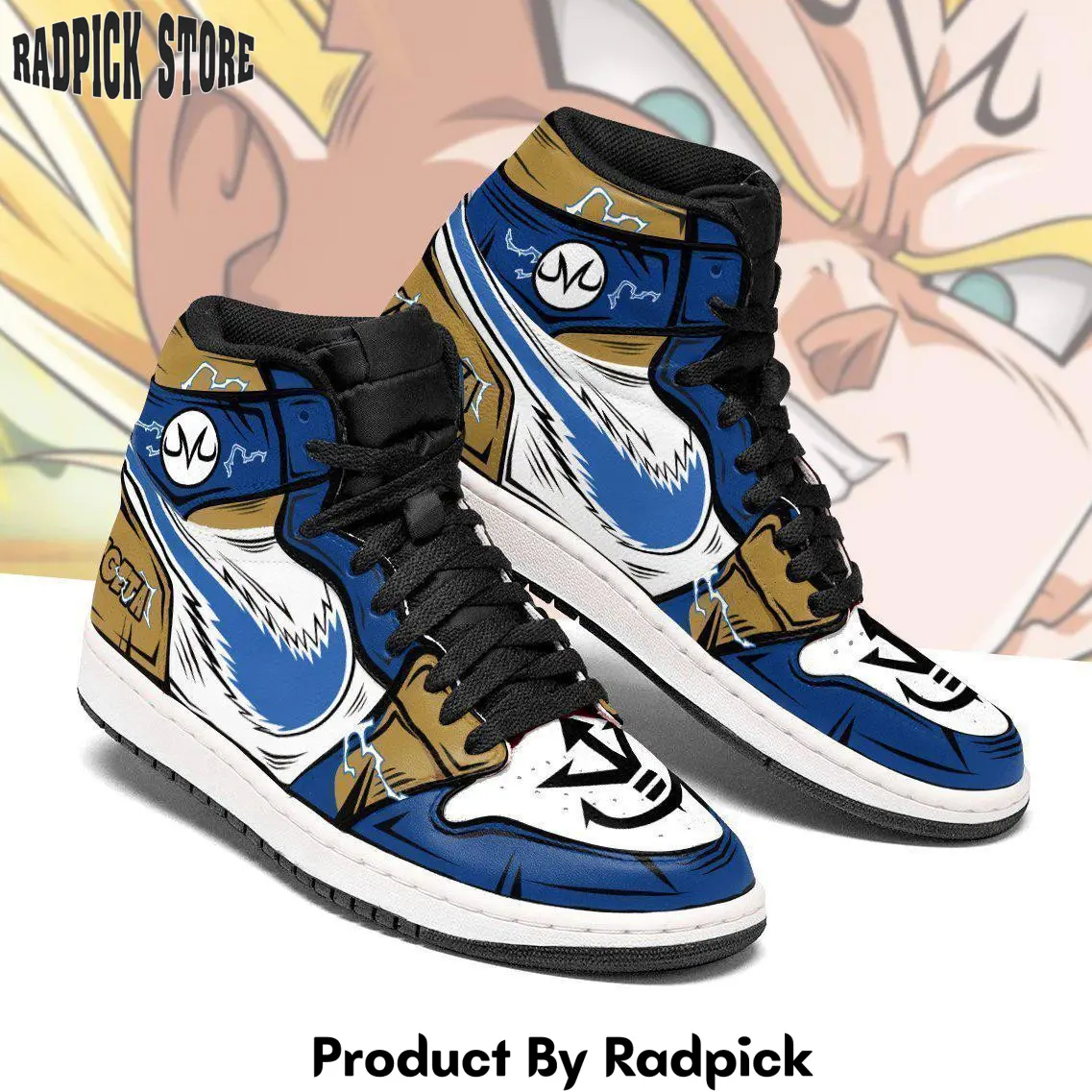 Vegeta air jordan high top sneakers custom ki blast blue  rp0355275